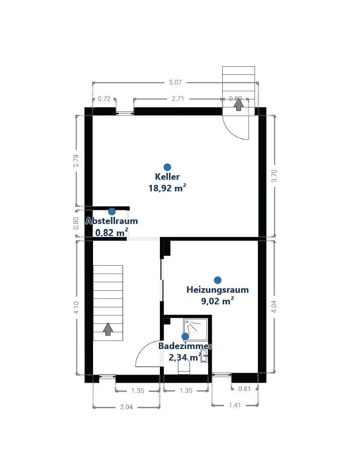 Kellergeschoss Reihenmittelhaus Hattingen