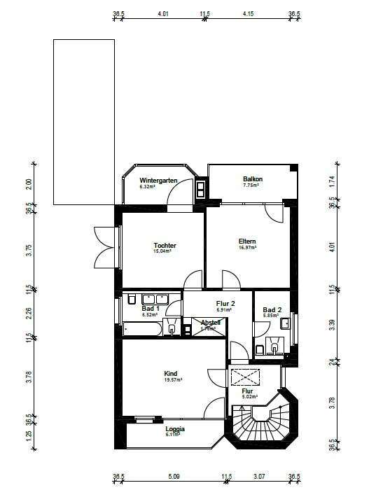 Grundriss Obergeschoss Einfamilienhaus Marl
