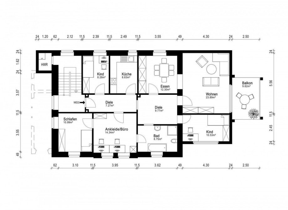 Grundriss Dachgeschoss Mehrfamilienhaus Wetter