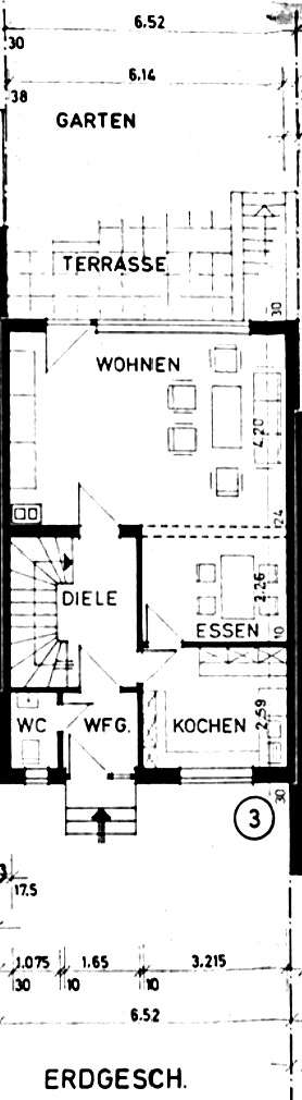 Grundriss Erdgeschoss Reihenmittelhaus Ennepetal