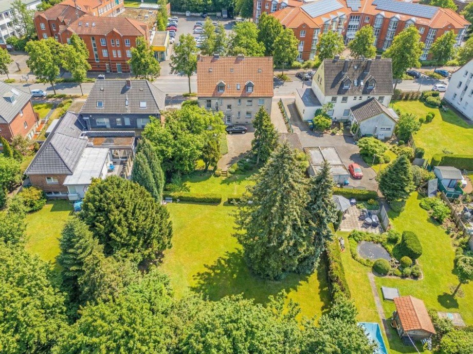 Luftbild Gartenseite Mehrfamilienhaus Herten