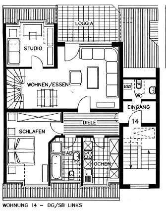 Grundriss unten Dachgeschosswohnung Wetter