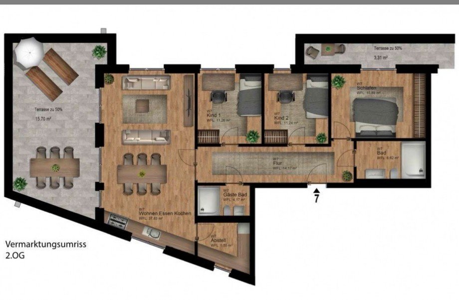 Grundriss Penthousewohnung Wetter (Ruhr)