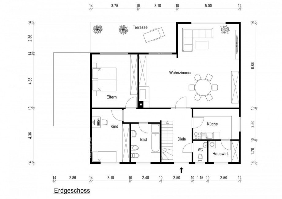 Grundriss Erdgeschoss Einfamilienhaus Wetter
