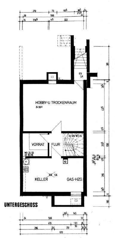 Grundriss Kellergeschoss Reihenmittelhaus Hagen
