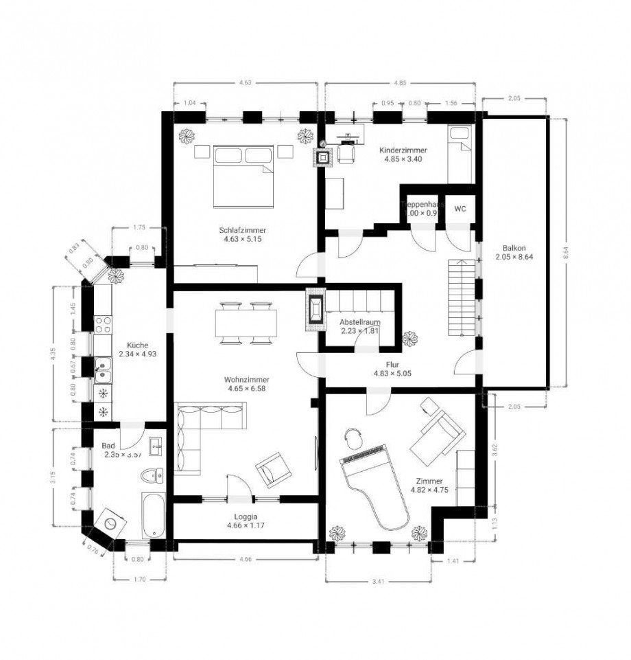 Grundriss Obergeschoss Villa Wetter (Ruhr)