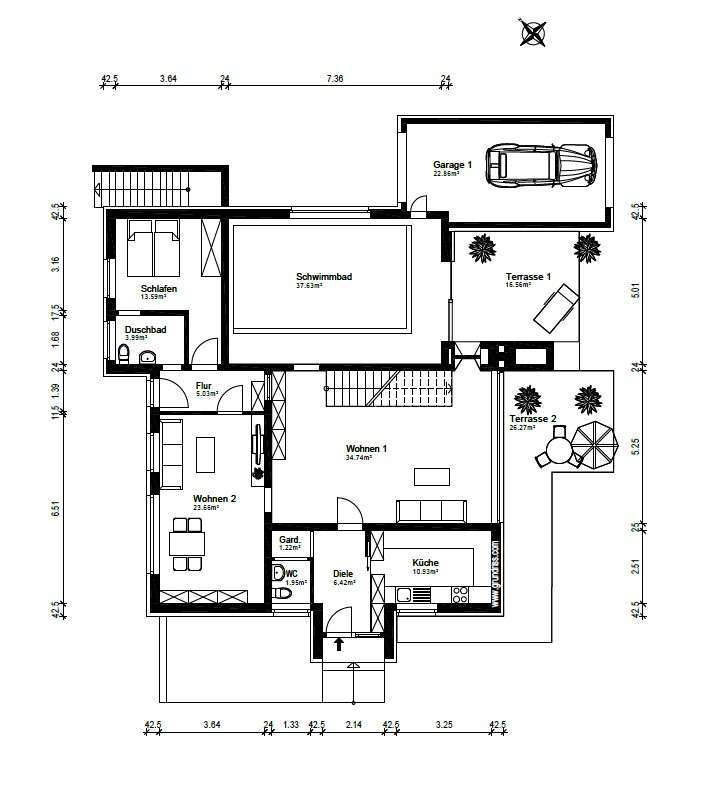 Grundriss EG Einfamilienhaus Dortmund