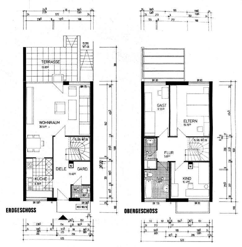 Pl�ne EG OG Reihenmittelhaus Hagen
