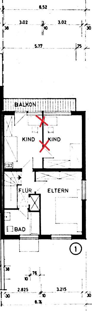 Grundriss Obergeschoss Reihenmittelhaus Ennepetal