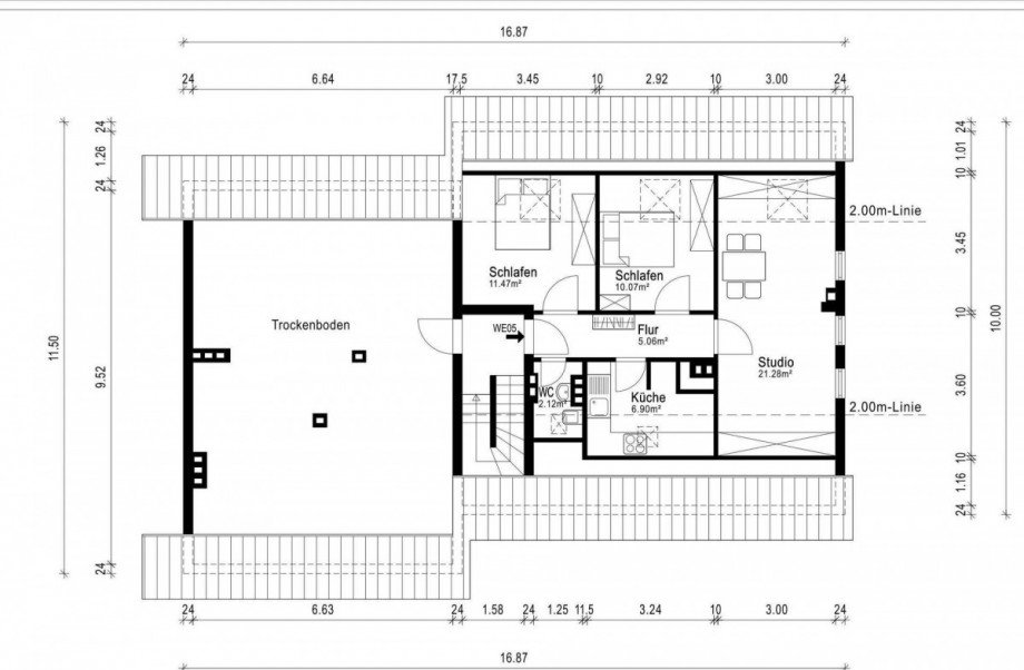 Grundriss Dachgeschoss Mehrfamilienhaus Bochum