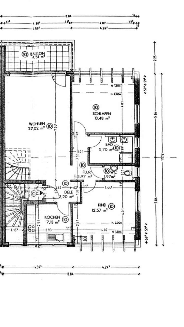 Grundriss Obergeschoss Maisonettewohnung Witten