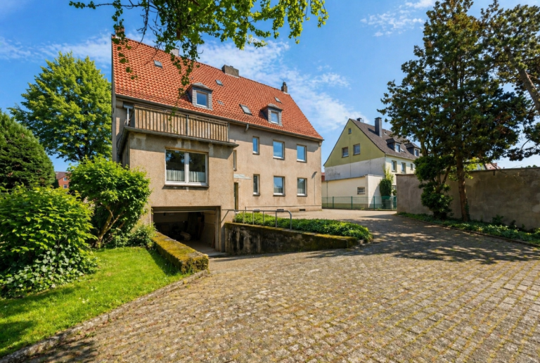 Hofansicht mit Hausgarage Herten Wohn- / Gesch�ftshaus Freistehendes Wohn- und Gesch�ftshaus mit 3 Garagen und XL Grundst�ck in Herten-Scherlebeck!