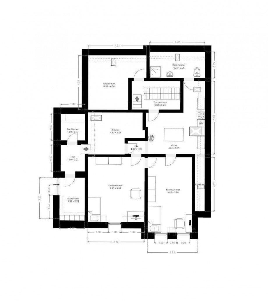 Grundriss Dachgeschoss Villa Wetter (Ruhr)